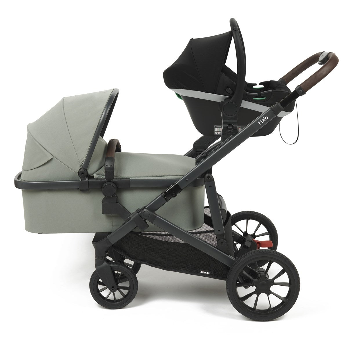 Zummi Halo - Single to Double Travel System + EnfaSafe Car Seat, Moon