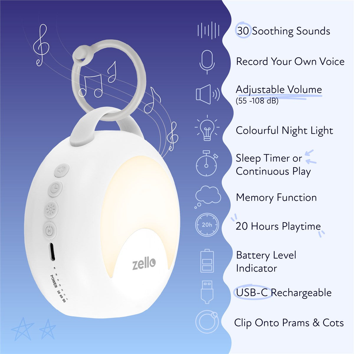 Zello YourVoice Portable White Noise Machine