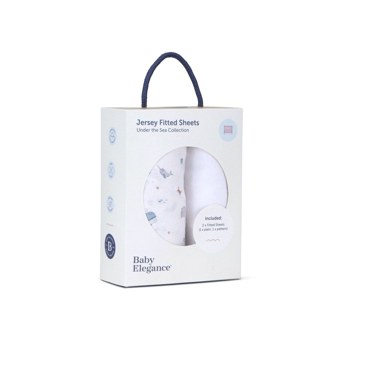 Baby Elegance 2 Pack Jersey Cot Bed Sheets, 140 x 70cm