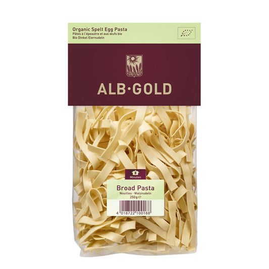 Alb Gold Organic Spelt Egg Broad Pasta 8mm