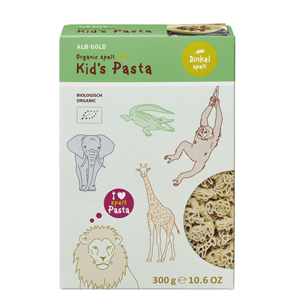Alb-Gold Organic Spelt Pasta for Babies and Kids - Zoo Animal Shapes