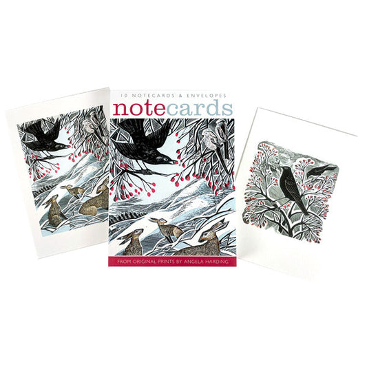 Angela Harding Notecards - Hares in Conversation & Blackbird & Berries
