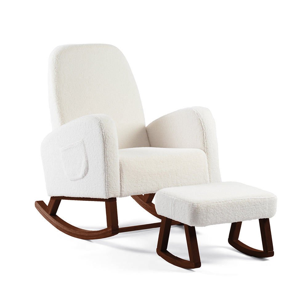 Amana Aura Nursing Chair & Stool - Snow White/Darkwood