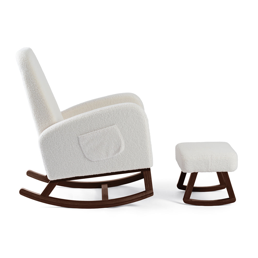 Amana Aura Nursing Chair & Stool - Snow White/Darkwood