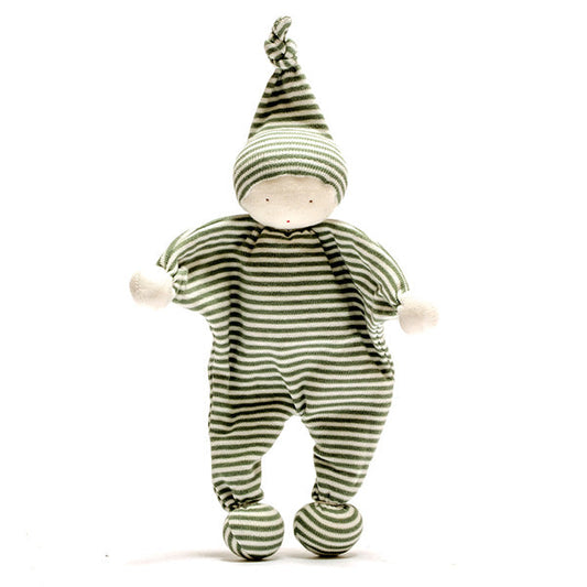 Organic Baby Comforter thin olive stripe