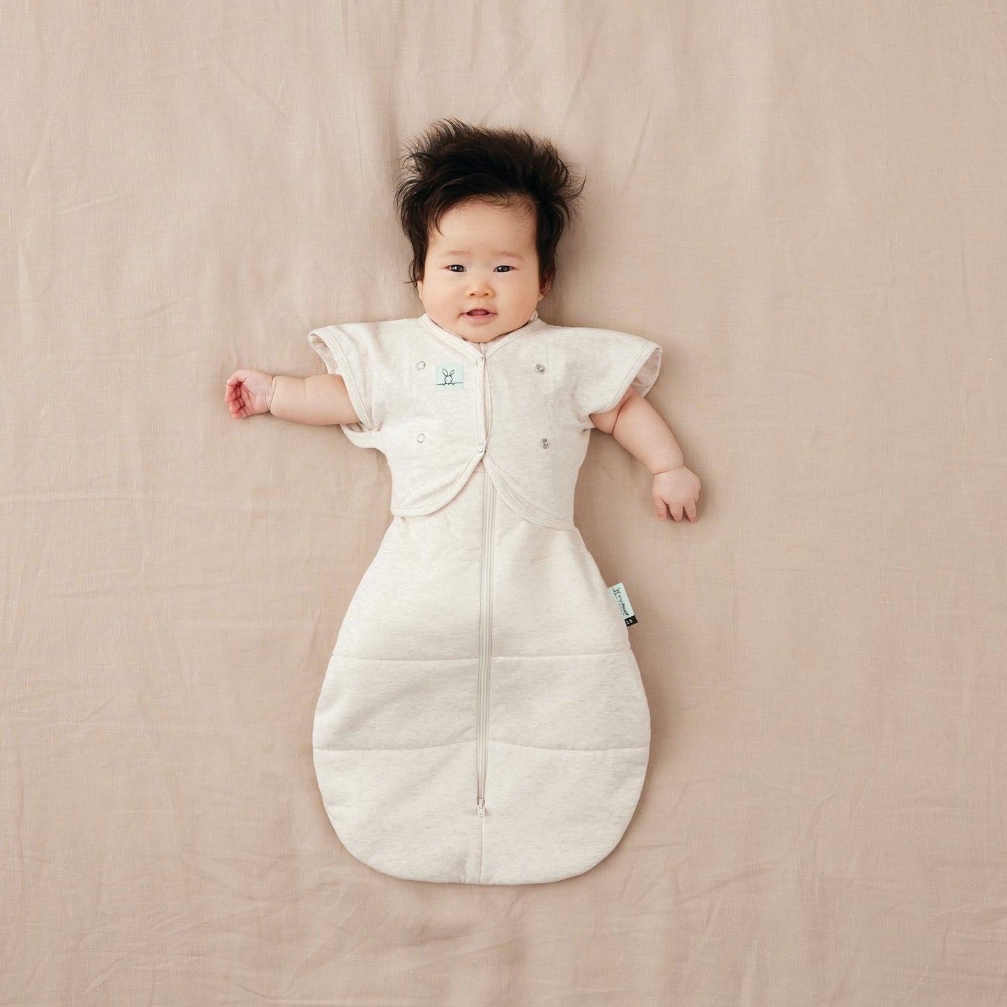 ergoPouch - Organic Short Sleeved Butterfly Sleep Swaddle Cardi - Oatmeal 0.2 TOG