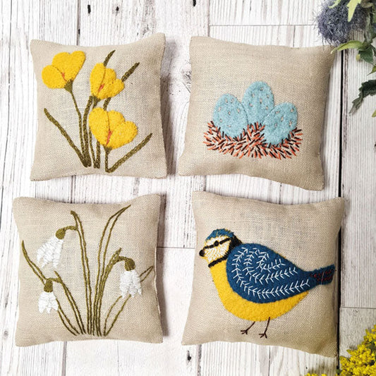 Corinne Lapierre Linen Lavender Bags Embroidery Kit - Spring Garden