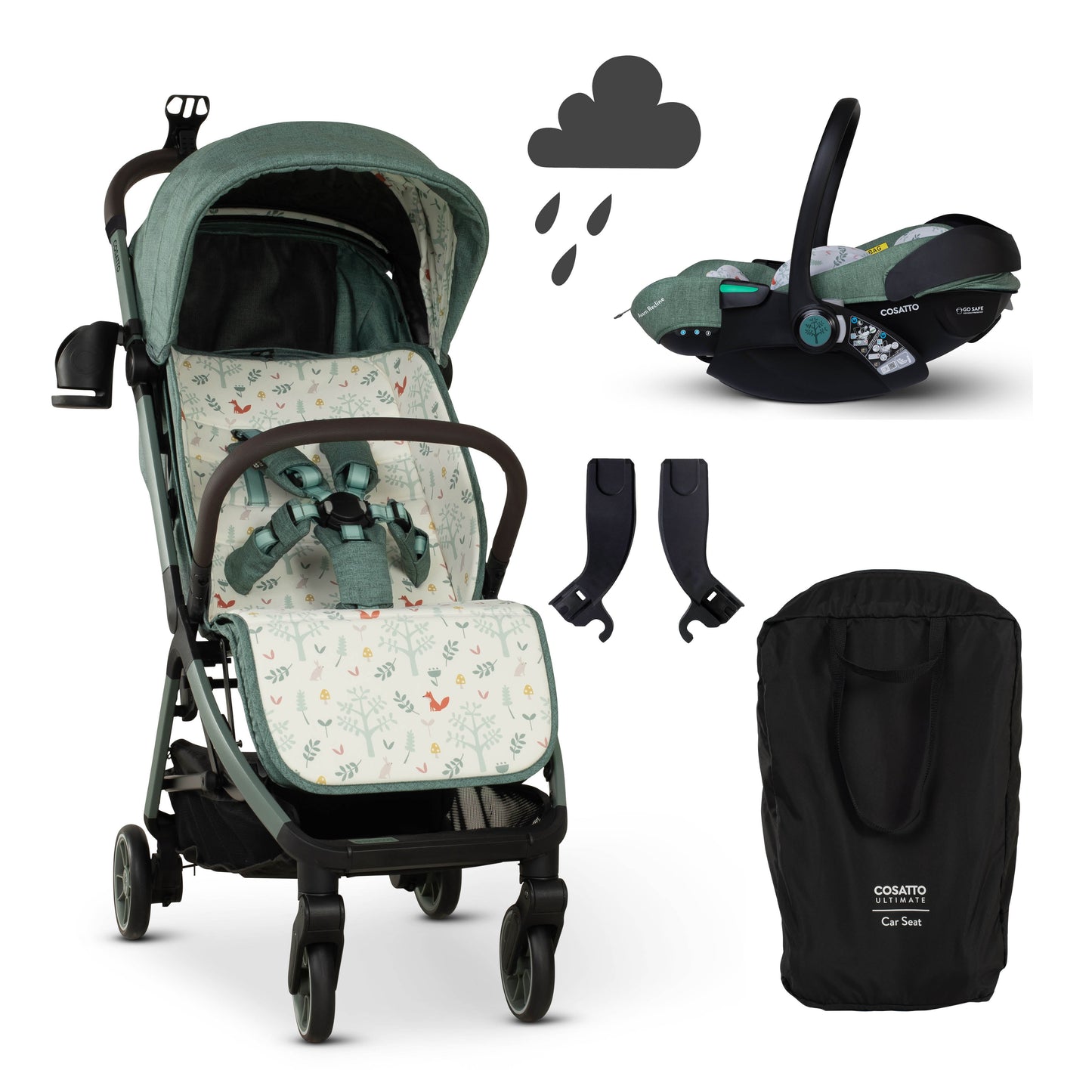 Woosh City Recline Car Seat Bundle Meadow