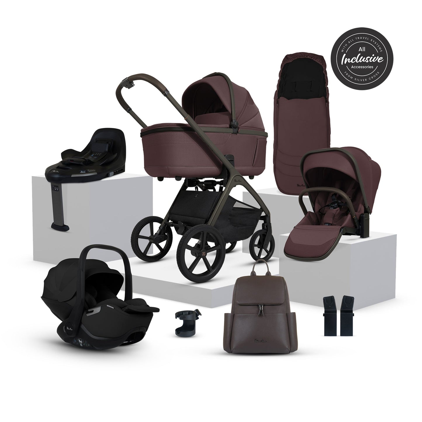 Silver Cross Cove Ultimate 360 Infant Car Seat Bundle, Damson