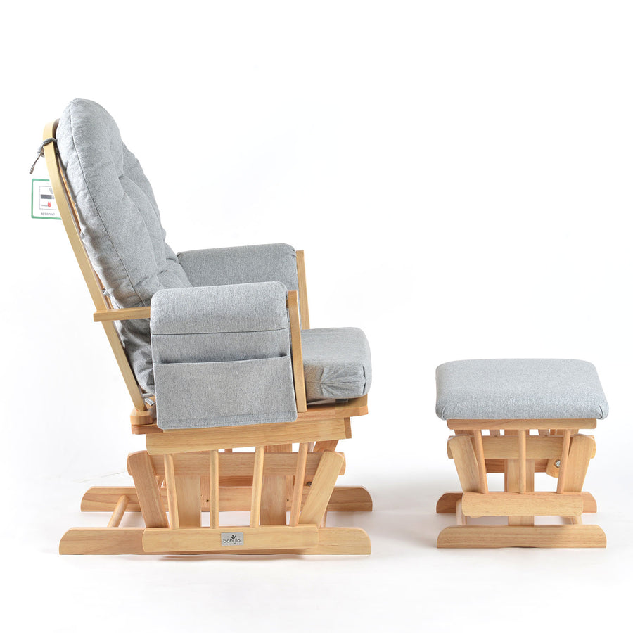 Johnston's Brompton Baby Nursing Glider & Footstool – Suedette Comfort with Smooth Glide