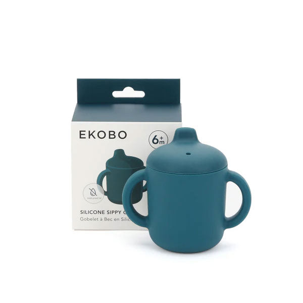 Ekobo Silicone Sippy Cup with Handles - Blue Abyss