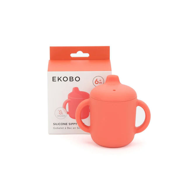 Ekobo Silicone Sippy Cup with Handles - Coral