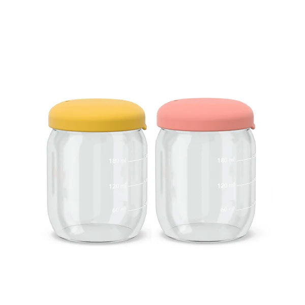 Ekobo Weaning Jar Set 180ml - Coral / Mimosa