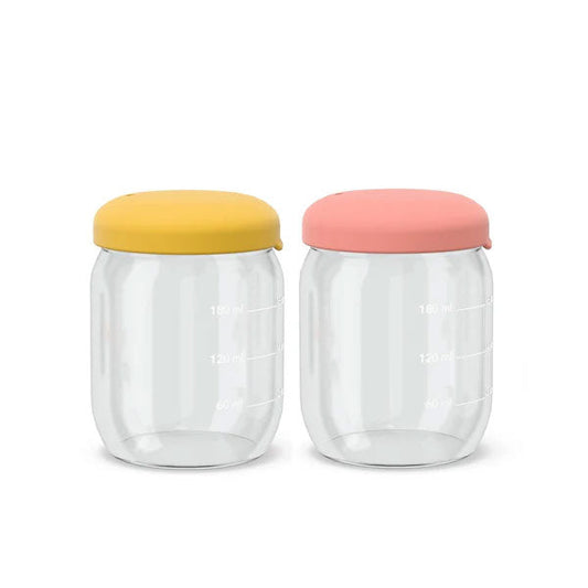 Ekobo Weaning Jar Set 180ml - Coral / Mimosa