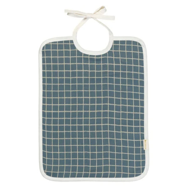 Fabelab Organic Feeding Bib Grid Blue Spruce
