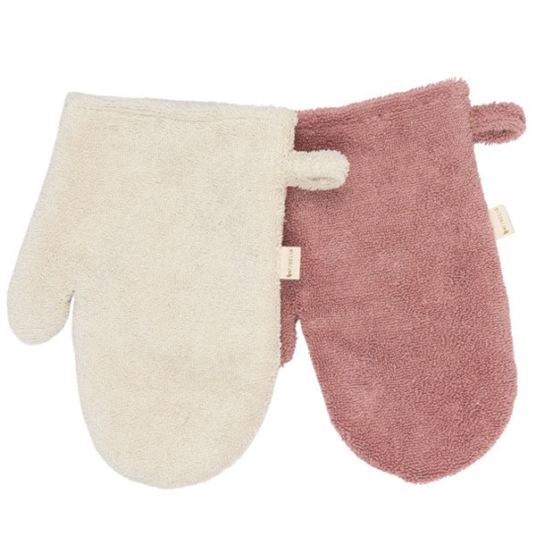 Fabelab Organic Bath Mitts Bear & Bunny - Ash Rose