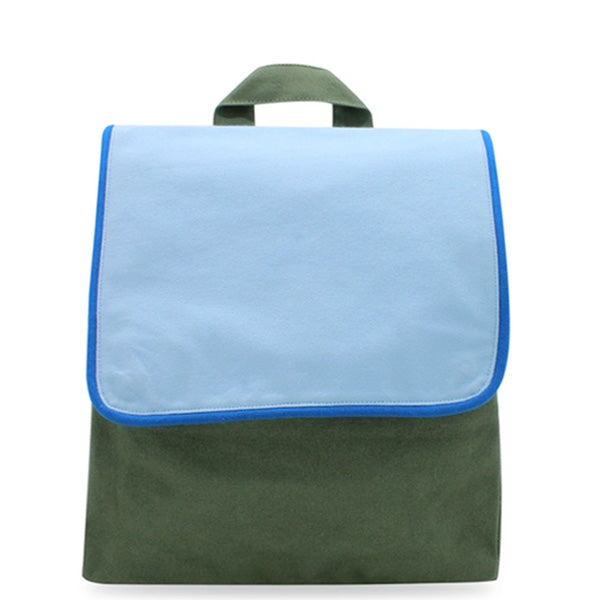 Organic Cotton Sky Blue / Olive Green Children's Backpack