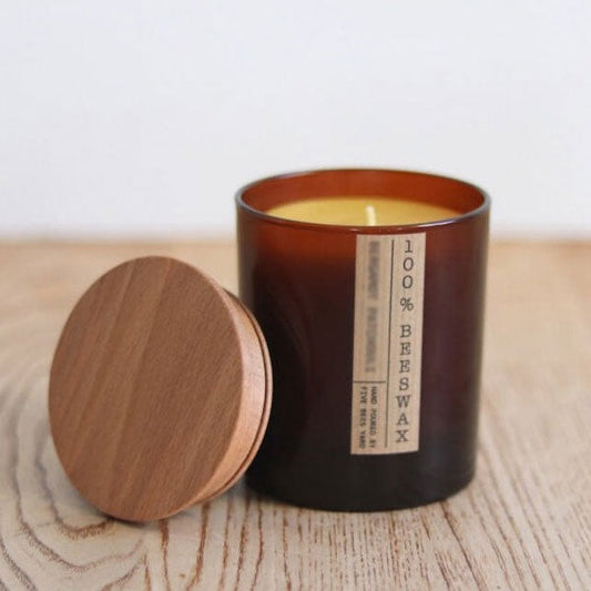 Five Bees Yard Beeswax Apothecary Container Candle with Wooden Lid