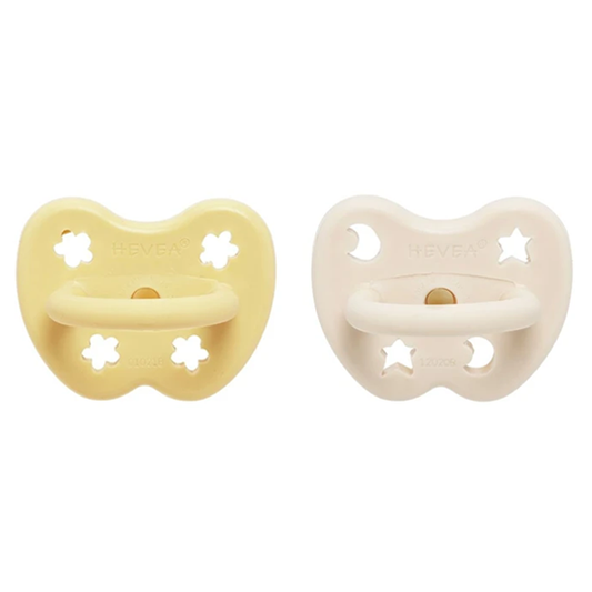 Hevea Natural Orthodontic Soother 2 pack - Pale Butter & Milky White 3-36 months