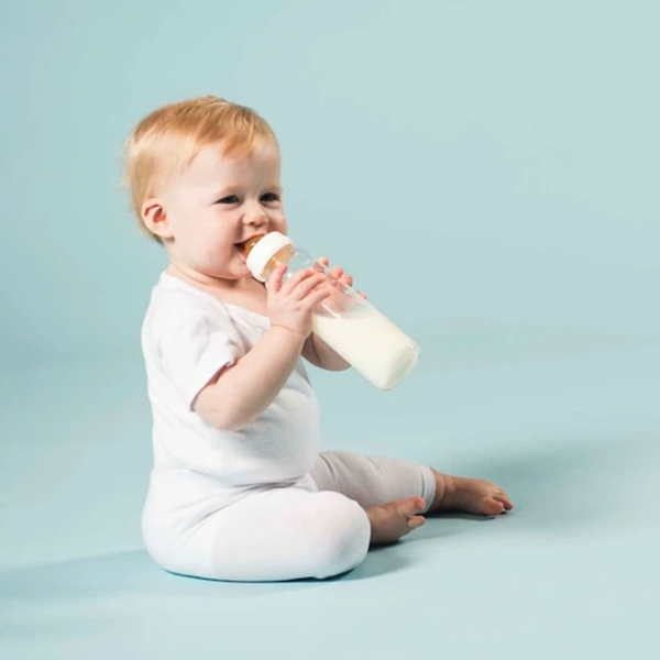 Hevea Glass Baby Bottle 240ml 2 pack - CRUMPLED CORNERS