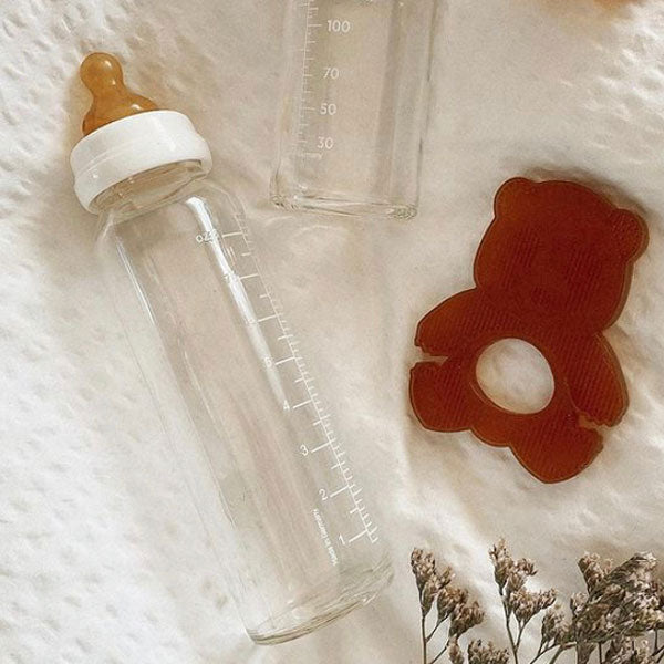 Hevea Glass Baby Bottle 240ml 2 pack - CRUMPLED CORNERS