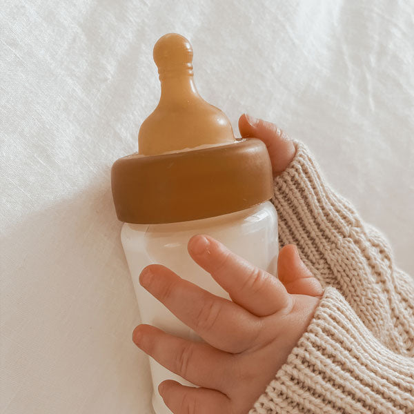 Hevea Wide Neck Glass Baby Bottle Nipple Slow Flow 0-3 mth