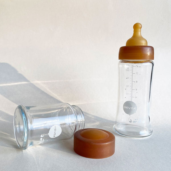 Hevea Wide Neck Glass Baby Bottle Nipple Medium Flow 3+ mth