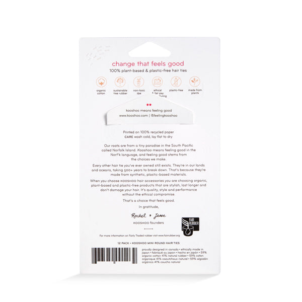 Kooshoo Plastic Free Round Hair Bands Mini 12 Pack - Dark Hues