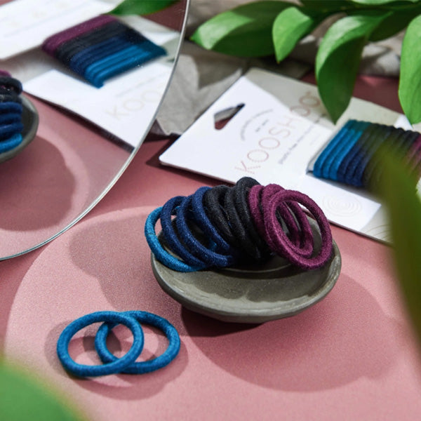 Kooshoo Plastic Free Round Hair Bands Mini 12 Pack - Dark Hues
