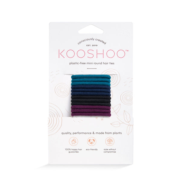 Kooshoo Plastic Free Round Hair Bands Mini 12 Pack - Dark Hues