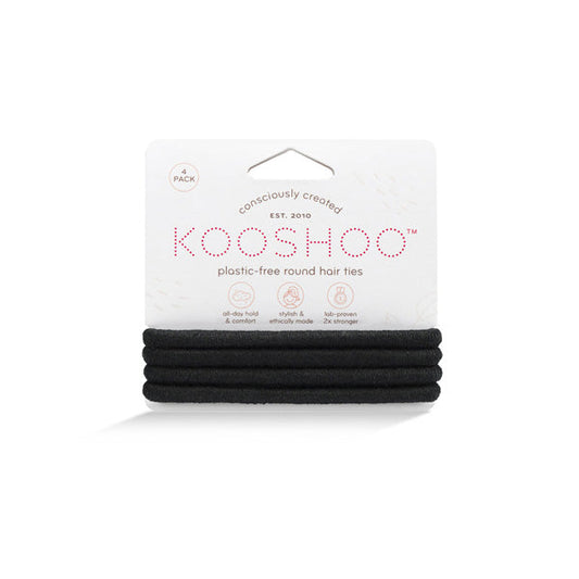 Kooshoo Plastic Free Round Hair Bands 4 Pack - Black