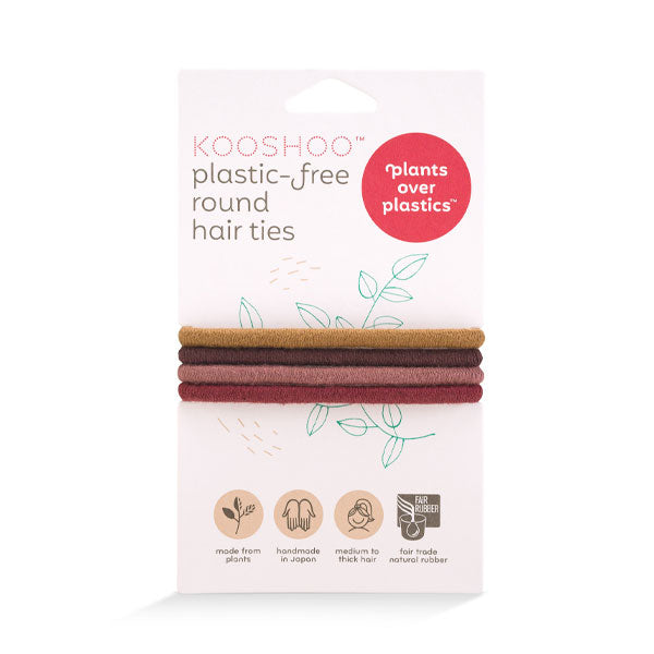 Kooshoo Plastic Free Round Hair Bands 4 Pack - Warm Earth