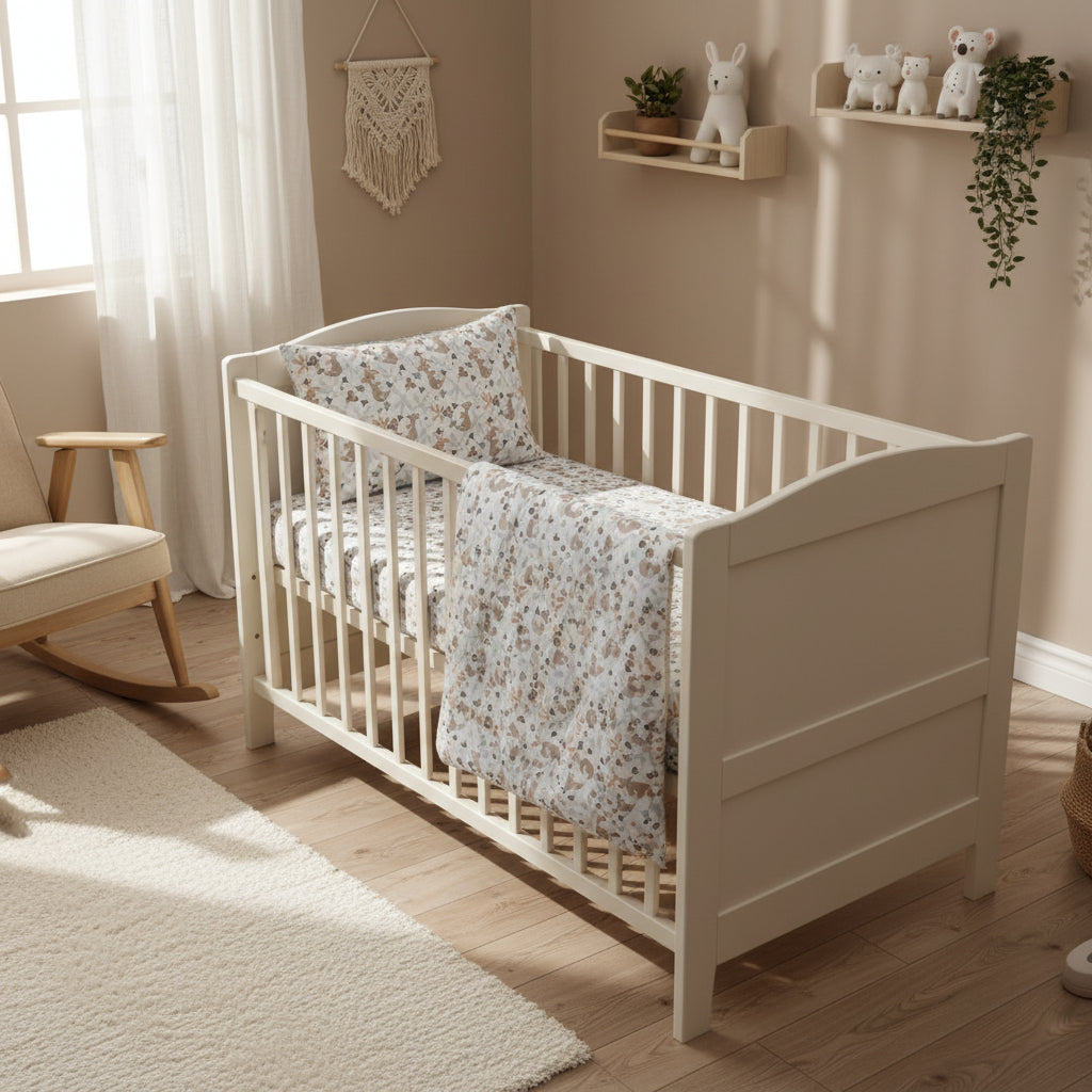 FORREST 3 Piece Reversible Cot Bed Set – Organic Cotton Baby Bedding - Koalaroo