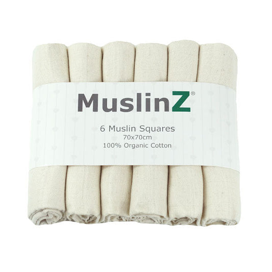 MuslinZ Organic Cotton Muslin Squares Unbleached (6pk)