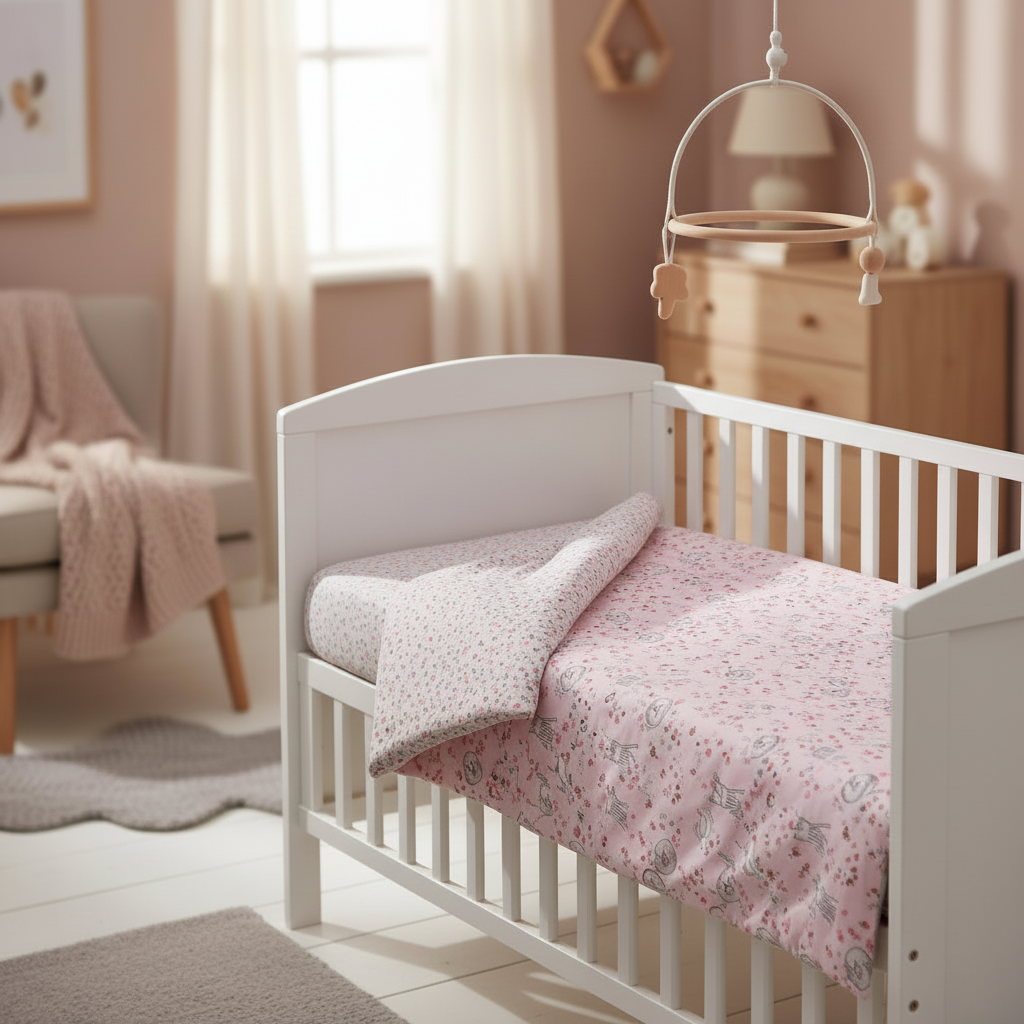 FORREST Organic Cotton Junior Bed Bedding Set – Reversible Quilt & Pillowcase - Meadowland