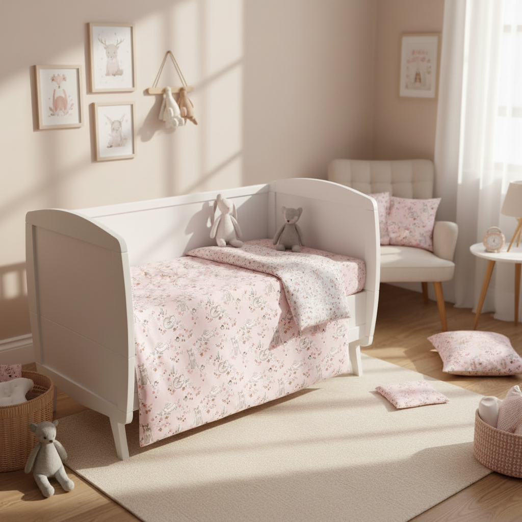 FORREST Organic Cotton Junior Bed Bedding Set – Reversible Quilt & Pillowcase - Meadowland