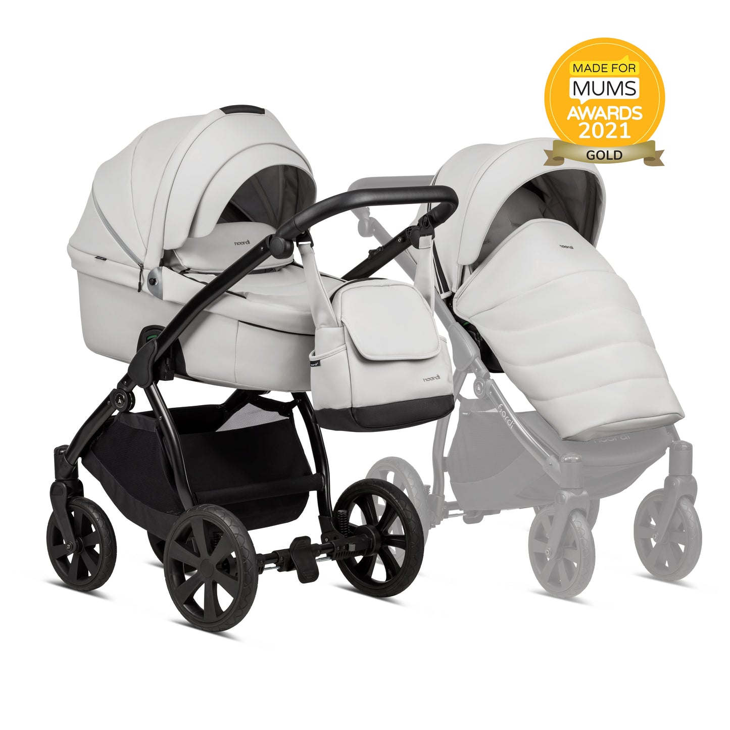 Noordi Fjordi V1 Leather 3in1 with Joie i-Snug 2 Car Seat, Cloud