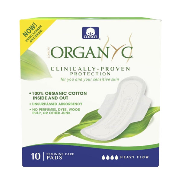 Organic Cotton Pads with Wings - Heavy Flow