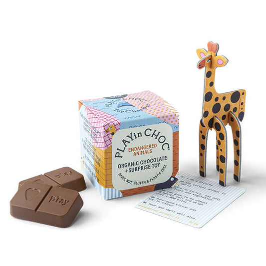 Playin Choc Organic Chocolate & Surprise Toy - Endangered Animals