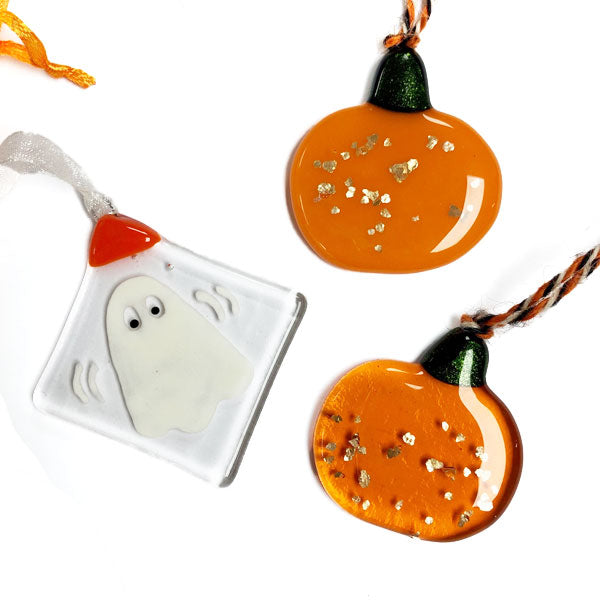 Pica Pica Fused Glass Pumpkin Decoration Solid