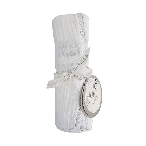 Organic Cotton Swaddle Lace - White