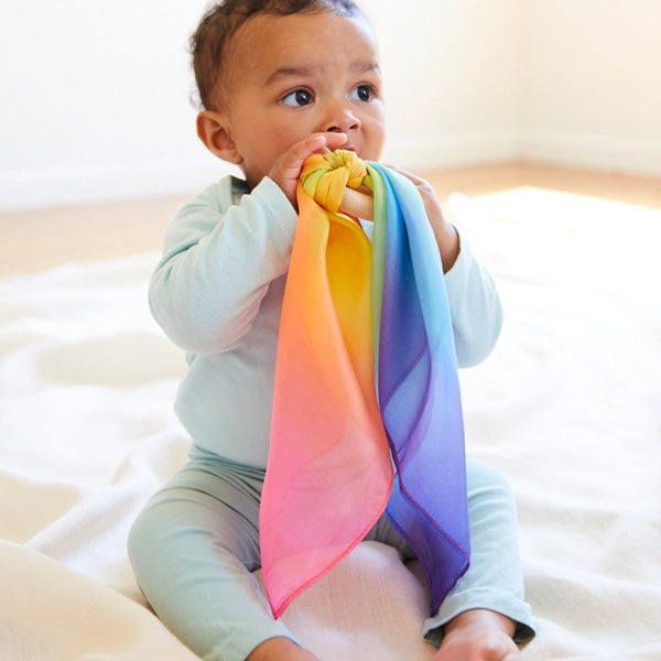 Sarah's Silks Rainbow Silk  & Wood Teether