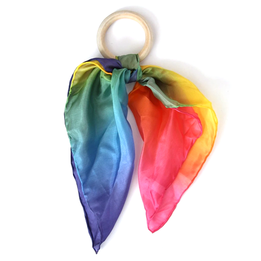 Sarah's Silks Rainbow Silk  & Wood Teether