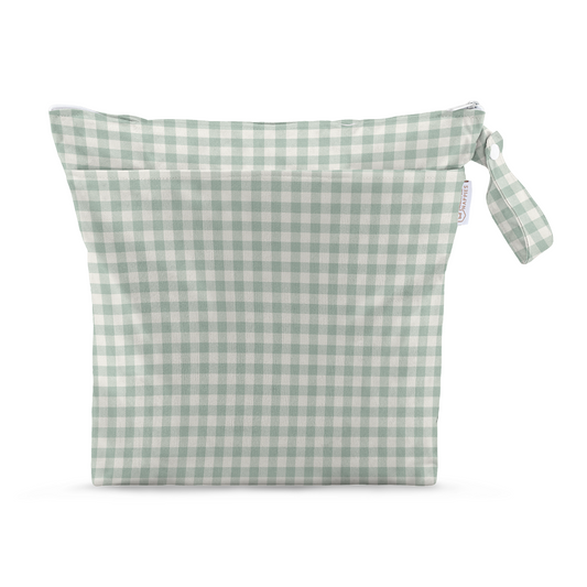 Grab & Go Nappy Wet Bags With Handle - Sage Gingham