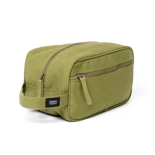 Terra Thread Organic Cotton Toiletry Bag Olive Green