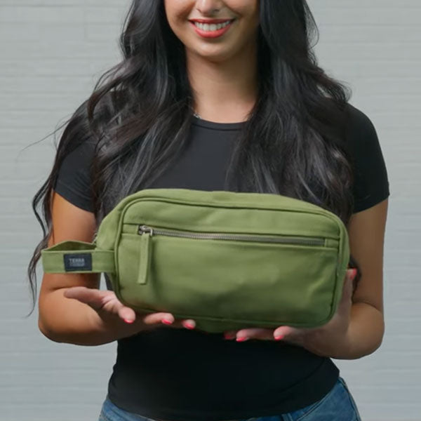 Terra Thread Organic Cotton Toiletry Bag Olive Green