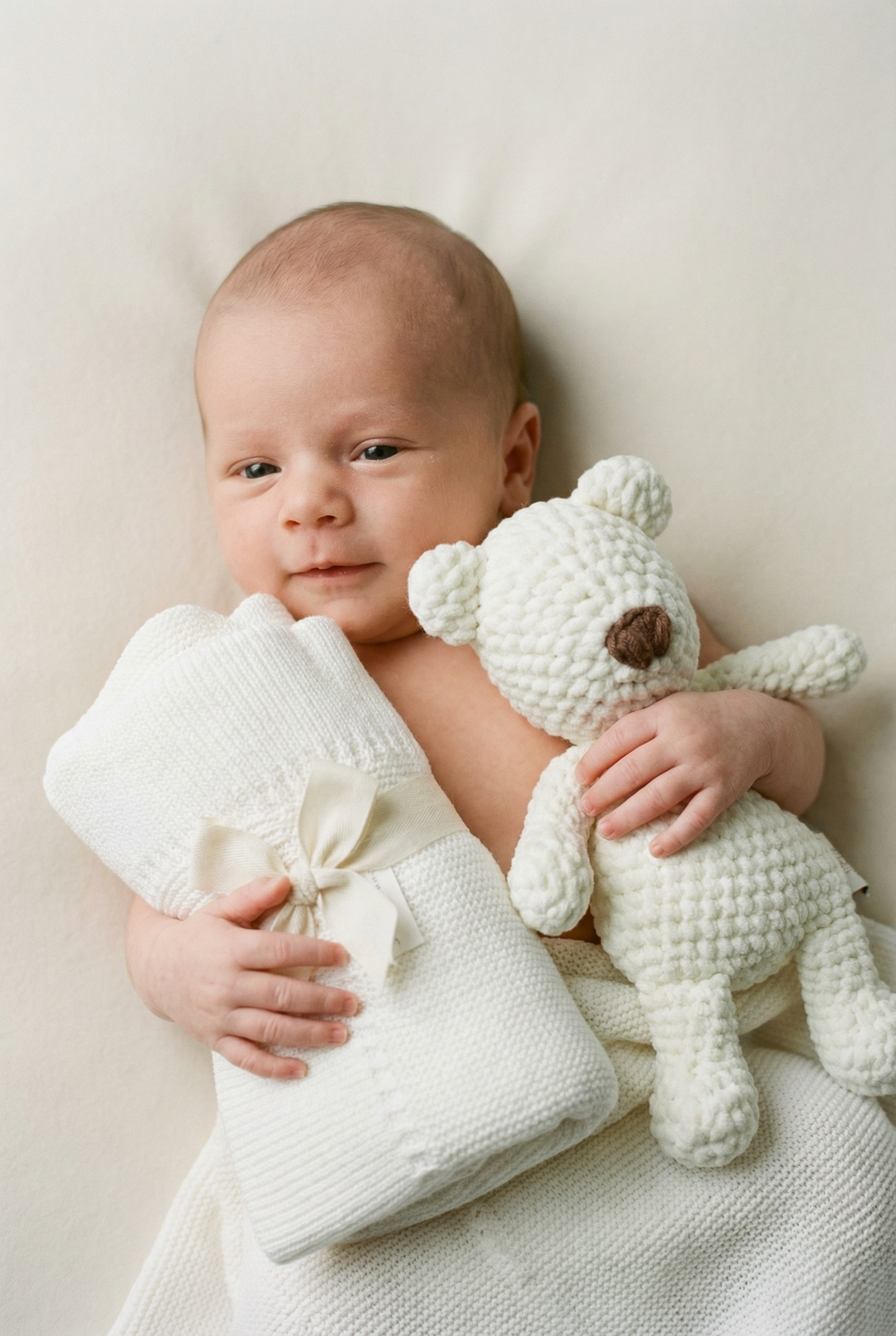 Newborn Knit Gift Box – Cream & White (0–6 Months)