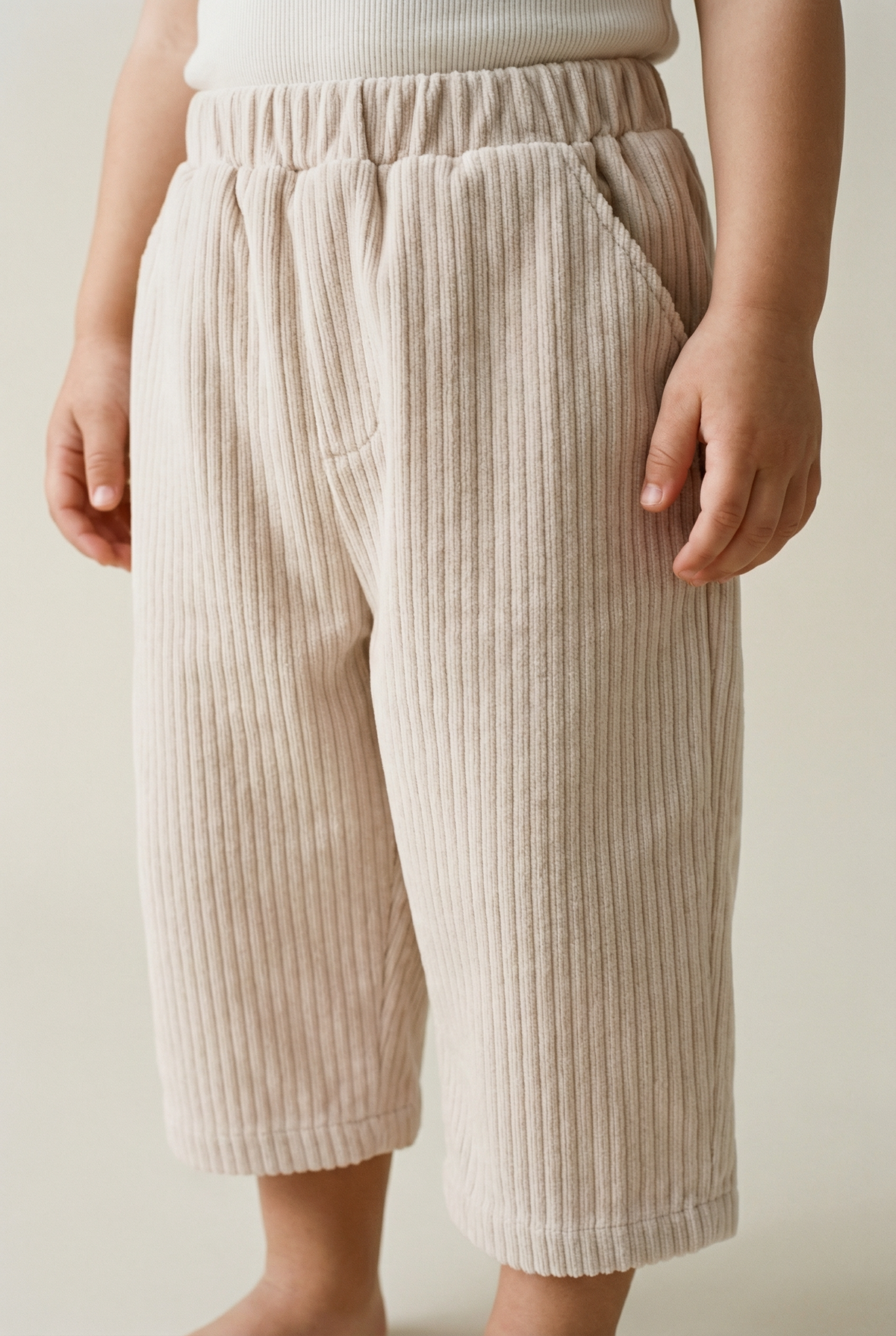 Beige Ribbed Trousers