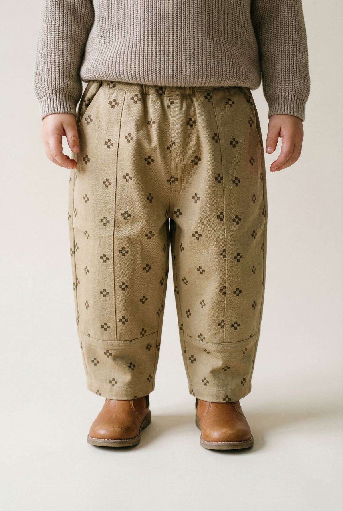 Khaki Patterned Trousers