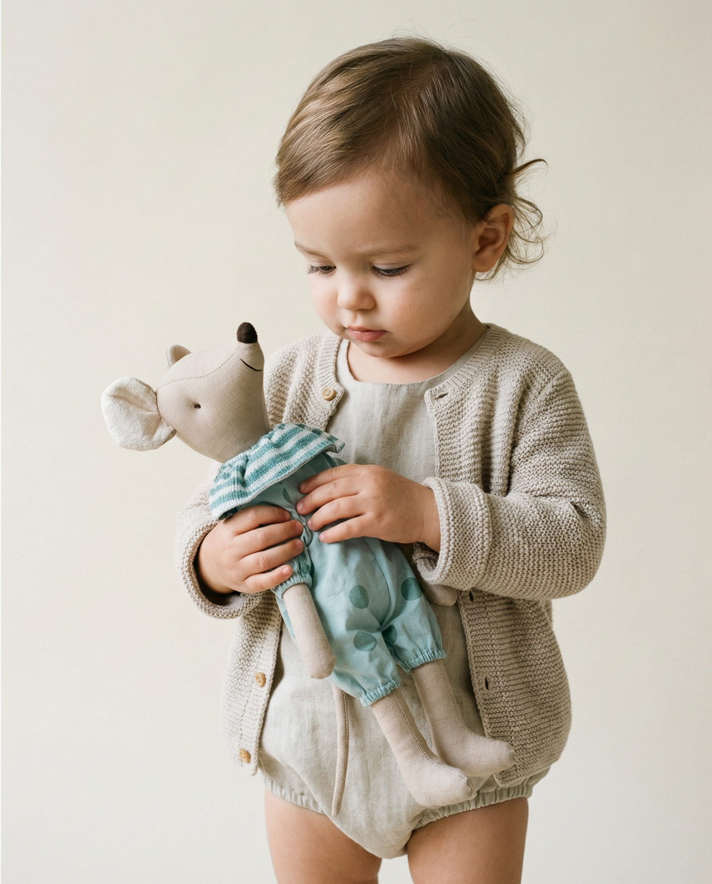 Beige Linen Mouse Doll Toy
